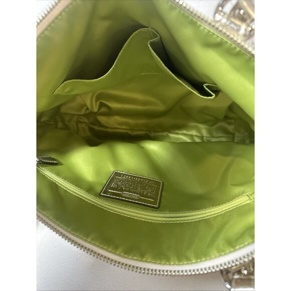 NWT Coach Poppy Signature Ivory Gold Tattersall Sequined Glam Tote Purse 19871 - Picture 8 of 9